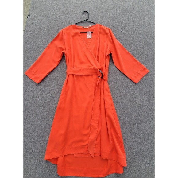 Soft Surroundings L Orange Traviata Wrap Tencel Dress ***READ*** - Picture 1 of 15